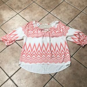 Jolt blouse coral and cream size medium